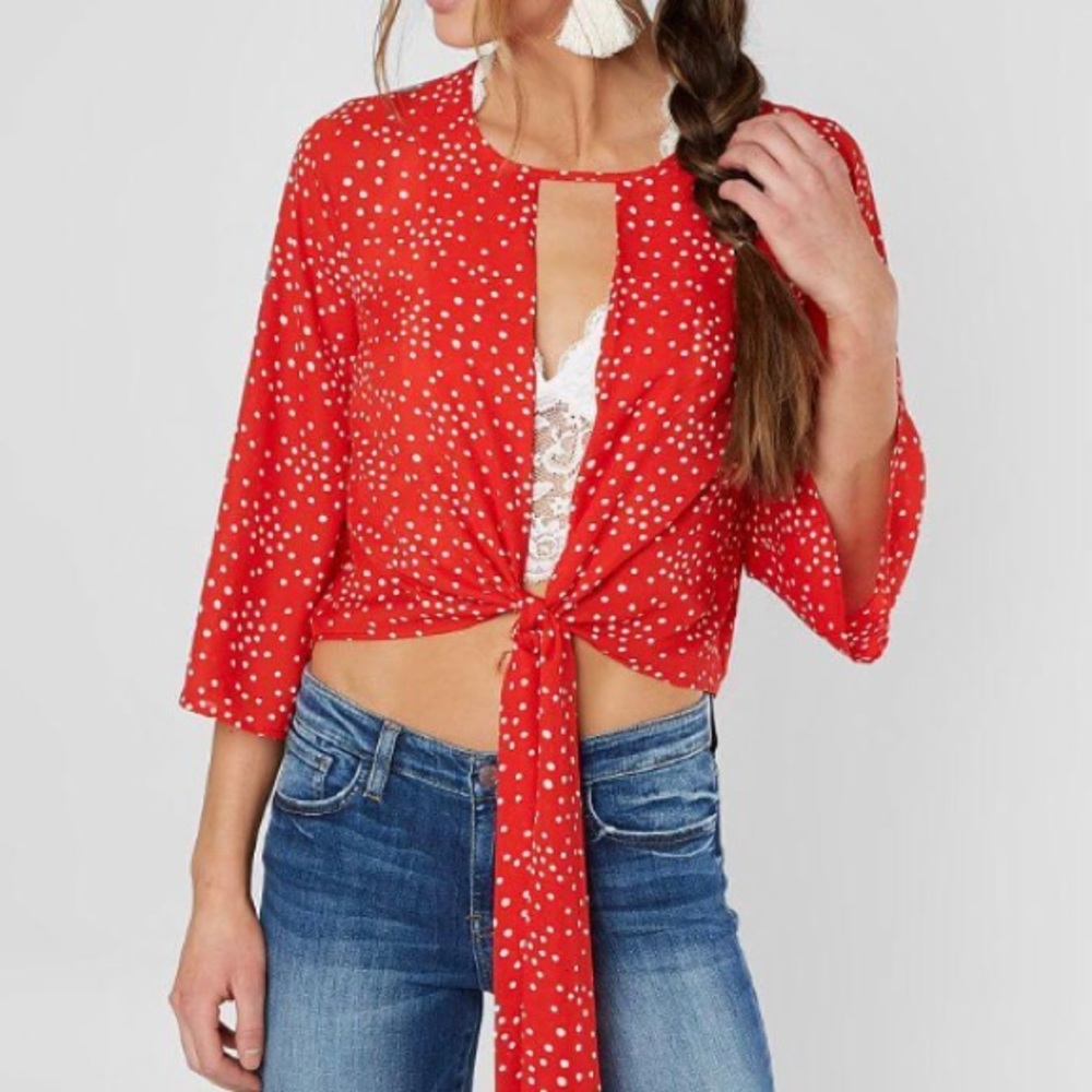 red by BKE Polka Dot Tie Shirt